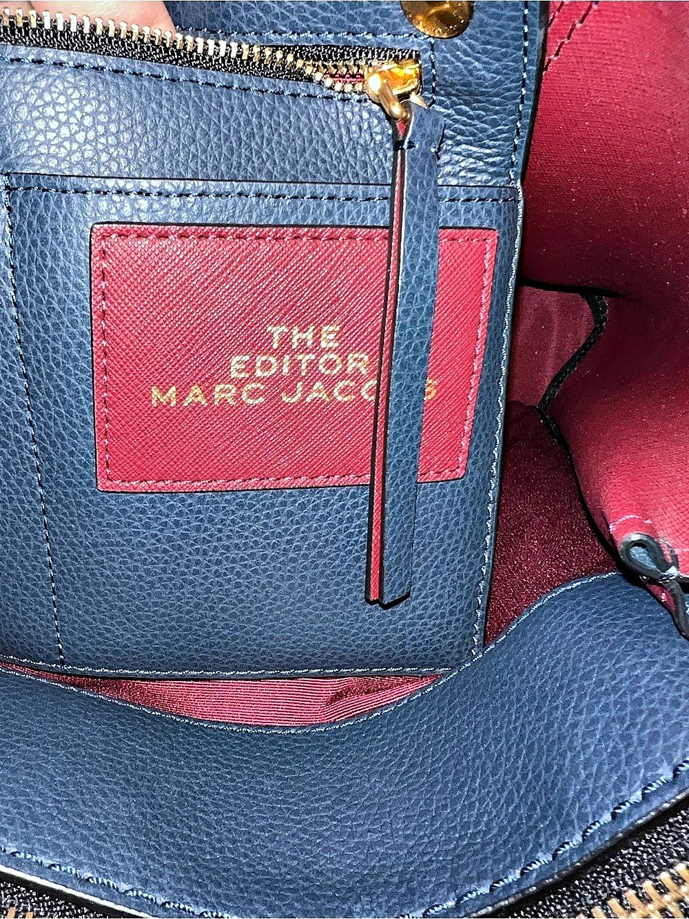 Marc Jacobs The Editor Leather Tote in Dark Teal & Red - Picture 7 of 13